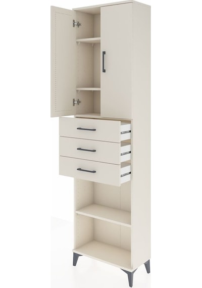 Arges Dolap 4 Raflı 3 Çekmeceli 2 Kapaklı 60x30x221 Aytaşı-ay... Aytaşı