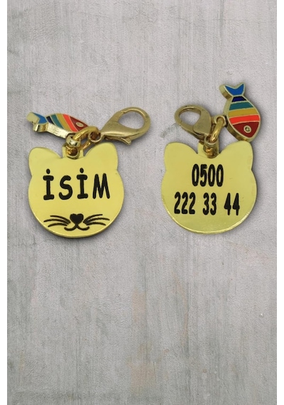 Caramelos Isimli Kedi Tasması Künyesi- Paslanmaz Metal- Çelik- Kişiye Özel Isimlik Çok Renkli-tek Ebat Diğer