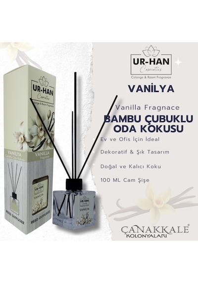 Vanilya Bambu Çubuklu Oda Kokusu 100 Ml Cam Şişe