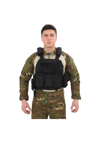 Single Sword Kasırga Tactical Balistik Plaka Takılabilen Açık Cepli Hücum Yeleği Siyah
