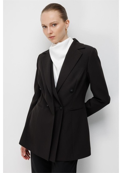 Mizalle Siyah Kruvaze Blazer Ceket