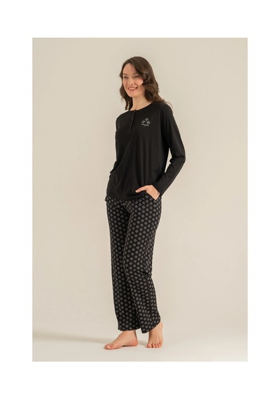 Angbutik Pierre Cardin Pc9289-x Kadın Uzun Kollu Pijama Takımı Siyah