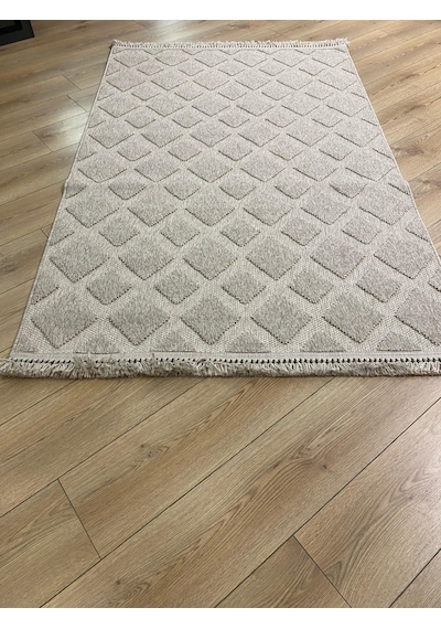 Çam Halı Enti Halı Togo 7506 Bej Geometrik Desenli Makine Halısı