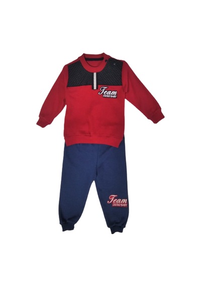 Erkek Bebek Alt Üst Takım Kırmızı Team Yazılı Pamuklu 87 Kırmızı