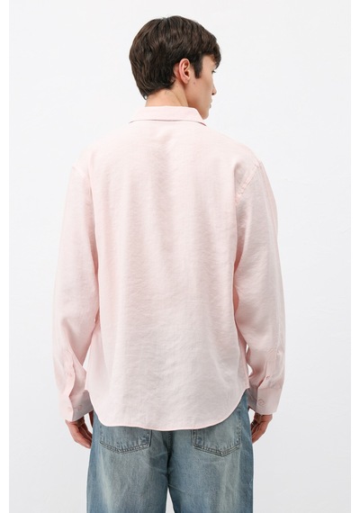 Vamos Modal Kumaş Oversize Gömlek Pudra
