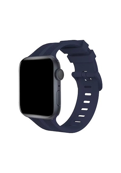 Newface Apple Watch 38mm Kr408 Çizgili Silikon Kordon - Lacivert Diğer