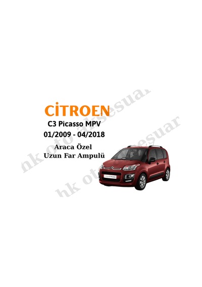 Citroen C3 Picasso Mpv Uzun Far Ampulü H1