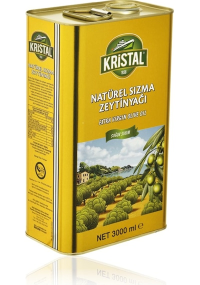 Kristal Natürel Sızma Zeytinyağı Yumuşak Doğal Lezzet 3 Litre Teneke