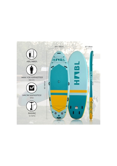 Şişme Sup Board/ Stand Up Paddle Board 140 457 20cm Full Set Xl Turkuaz