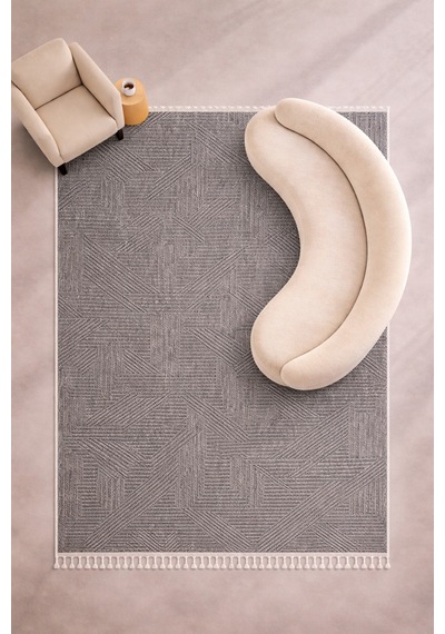 Yumuşak Bukleli Modern Toz Tutmaz Halı Salon Mutfak Çocuk Odası Halısı Gri