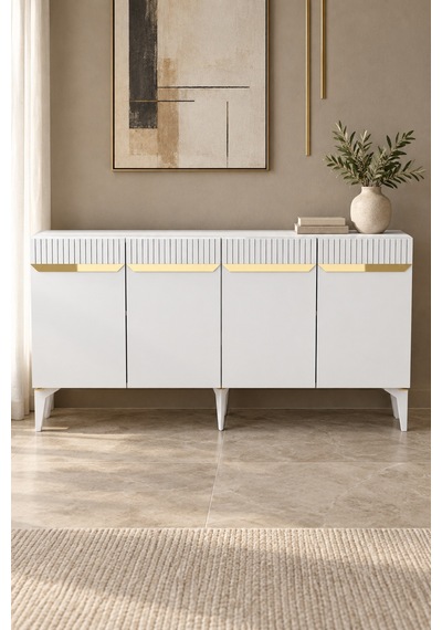 Ka1544bg Duma Konsol Beyaz-gold 150cm Beyaz - Gold