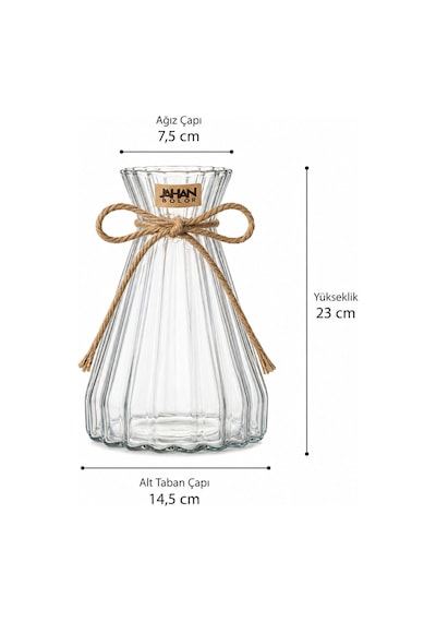 Modern Büyük Boy Rustik Cam Vazo 23 Cm,dekoratif Şeffaf Çizgili Vintage Vazo,salon, Masa, Çiçeklik, Bohem Ev Dekorasyonu Beyaz