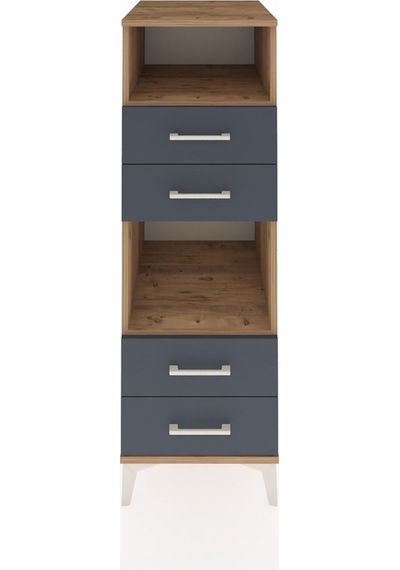 Kronos Dolap 2 Raflı 4 Çekmeceli 44x59x134 Çam-antrasit Atlas Çam