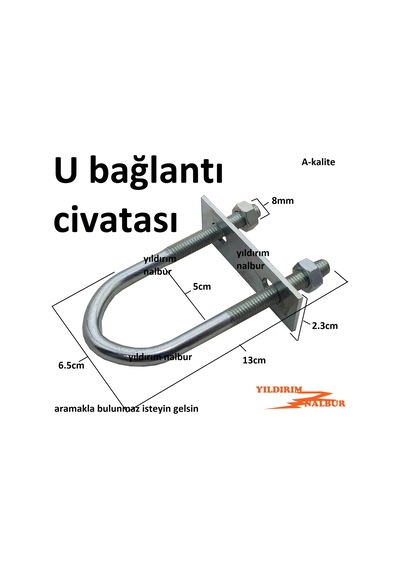 U Civata Bağlantı Elemanı M-8x130 U Montaj Aparatı Boru Montaj Uz U Civata Bağlantı Elemanı M-8x130 U Montaj Aparatı Boru Montaj Uz