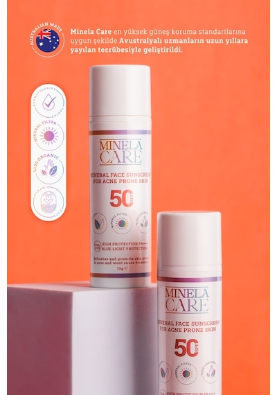 Minela Care Akneye Meyilli Ciltler İçin Yüz Güneş Kremi SPF50 70 G