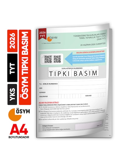 2026 Yks-tyt Ösym Tıpkı Basım Çıkmış Soru Kitapçığı Video/pdf Çözümlü Türkiye Geneli Değerlendirme