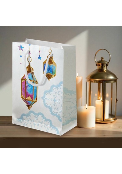 Ramazan Temalı Hediyelik Karton Çanta 26x40x8 Cm İftar Ve Dağıtım İçin