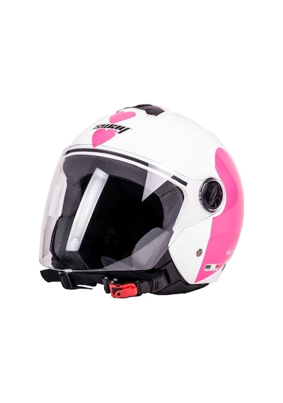 715 Açık Motosiklet Kaskı Beyaz/pembe, Beyaz