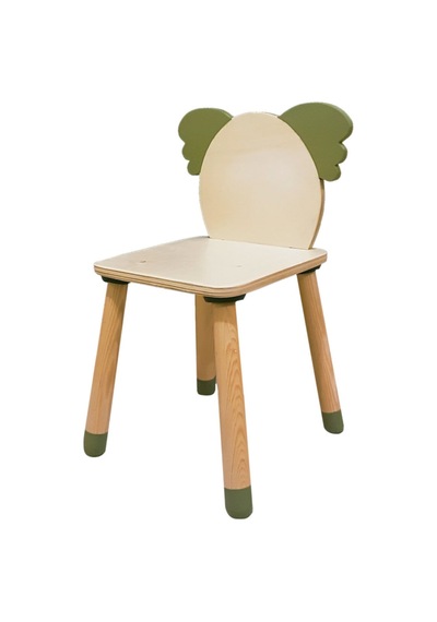 Woodnjoy Wood & Joy Doğal Ahşap Renkli Çocuk Sandalye Koala Koyu Yeşil