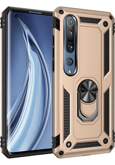 Xiaomi Mi 10 Kılıf Sert Silikon Yüzüklü Stand Özellikli Kapak