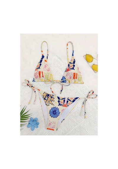 Lilly Çok Renkli Askılı Kadın Bikini Seti Sarı Sarı