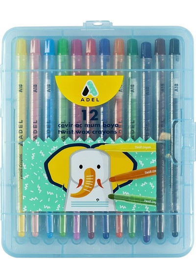 Adel Mum Boya Çevir Aç Mum Boya 12 Renk Twist Wax Crayon