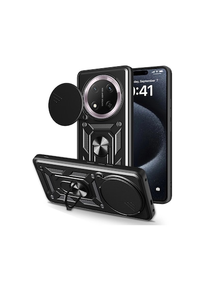 Honor Magic 7 Lite Kılıf Magnetik Standlı Kamera Korumalı Zore Sürgülü Vega Kapak