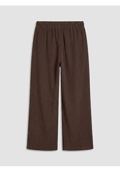 Lcwaıkıkı Classic Kahverengi Beli Lastikli Müslin Kadın Pantolon