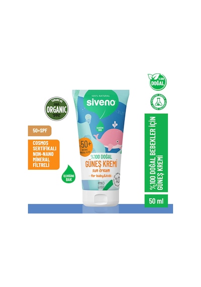 3 Adet Siveno %100 Doğal Bebek Güneş Kremi Spf 50 50 Ml