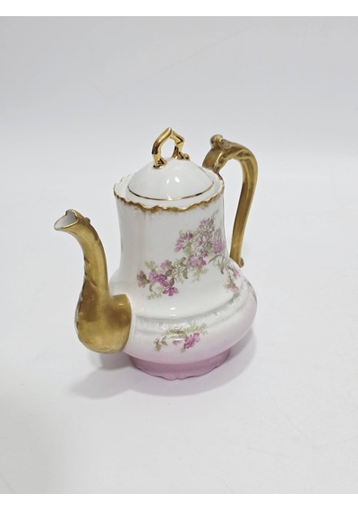 Limoges Çiçek Desenli Porselen Çay Kahve Demliği Çok Renkli