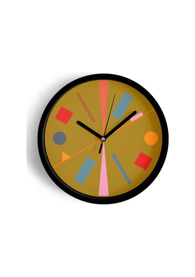 Soyut - Geometrik Temalı Modern Duvar Saati - 25cm - Önü Camlı Siyah Kasa - Sessiz Mekanizma-jh0051 Siyah