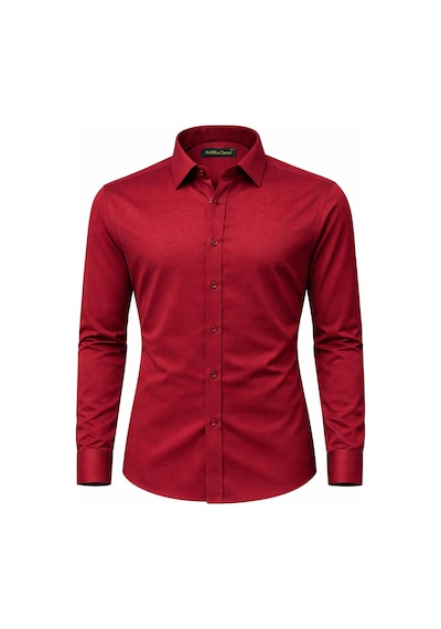 Atilla Özer Slim Fit Pamuk Saten Uzun Kol Erkek Gömlek - 7534 Bordo