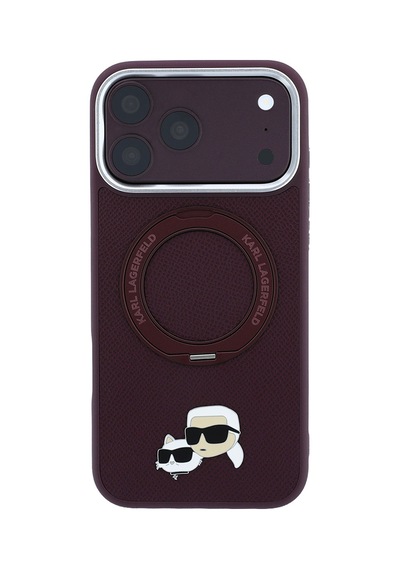 Apple iPhone Uyumlu 18 Pro Max Kılıf Karl Lagerfeld Lisanslı M-safeli K&c Metal Logolu Pu 360 Standlı Kapak Bordo