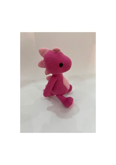 El Yapımı Amigurumi Bebek Dinozor Oyuncak - Örgü Sevimli Ejderha 25cm Fusha-pembe