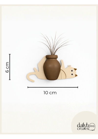 Kedi Bıyığı Toplayıcı Magnet-vazolu Buzdolabı Süs-2 Renkli Yatan Kedi Bıyığı Biriktirme Magnet Bej