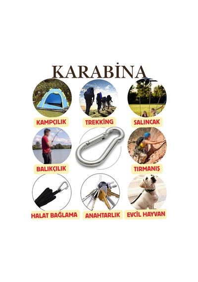 5 Adet 12 Mm Karabina Paslanmaz Çelik Karabina Kamp Ekipmanı Tırmanma Dağcılık Salıncak Hamak Askı Gümüş Gümüş