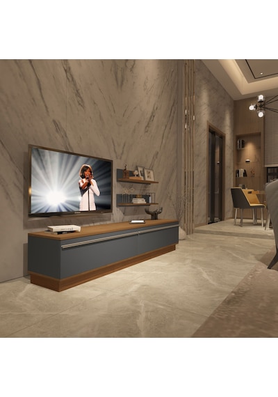 Decoraktiv Eko 4b Mdf Std Tv Ünitesi Tv Sehpası Ceviz - Antrasit