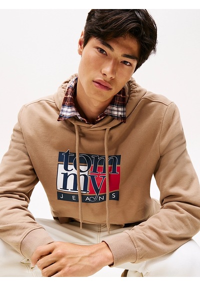 Tommy Hilfiger Erkek Marka Logolu Kapüşonlu Şık Görünüşlü Bej Sweatshirt Dm0dm22092 Afe