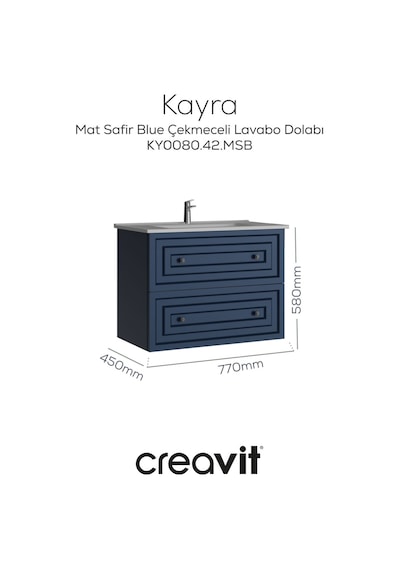 Creavit Kayra Mat Safir Blue Çekmeceli Lavabo Dolabı 80 Cm Antrasit Creavit Kayra Mat Safir Blue Çekmeceli Lavabo Dolabı 80 Cm Antrasit