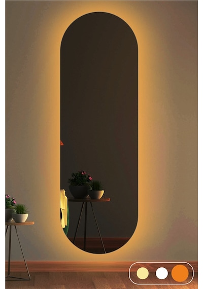 Led Işıklı 140x45 Oval Boy Aynası Beyaz
