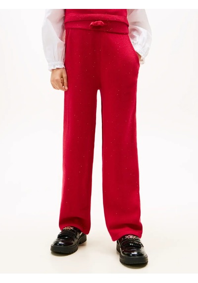 Tommy Hilfiger Sequin Wide Leg Drawstring Trousers Kırmızı Kız Çocuk Pantolon