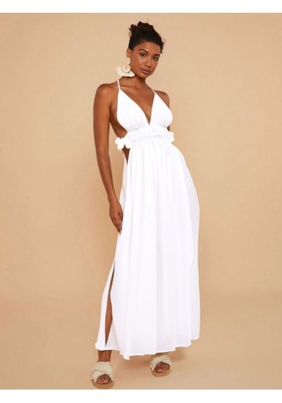 Fashion Cocktail İp Bağlama Askılı Yan Dekolteli Bağcık Fiyonk Pamuklu Maxi Uzun Tatil Beach Yazlık Elbise Beyaz Fashion Cocktail İp Bağlama Askılı Yan Dekolteli Bağcık Fiyonk Pamuklu Maxi Uzun Tatil Beach Yazlık Elbise Beyaz