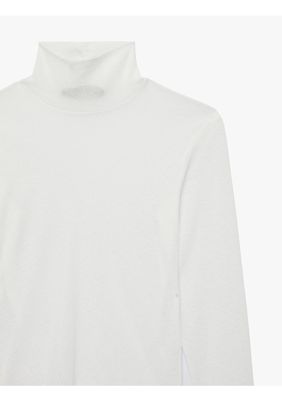 Koton Slim Fit Dik Yaka Uzun Kollu Tişört Ekru 7wak50002uk