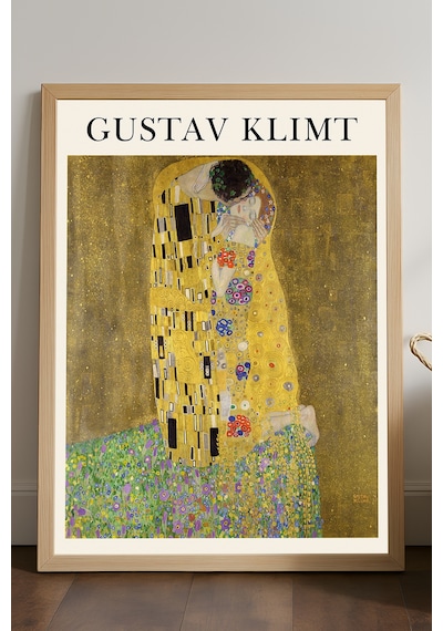Gustav Klimt Doğal Ahşap Çerçeveli Poster, Dekoratif Sanatsal Duvar Tablosu