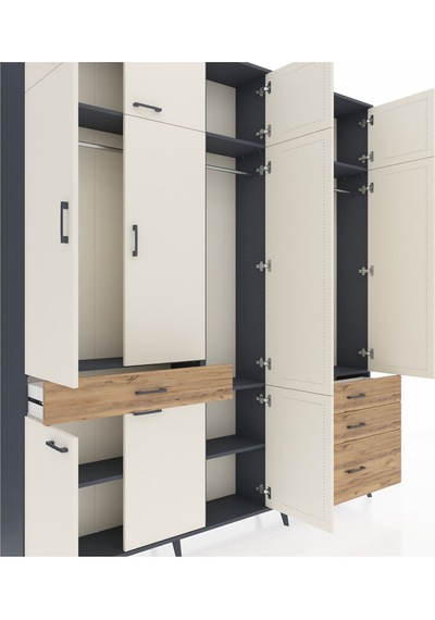 Arges Dolap 8 Raflı 4 Çekmeceli 3 Askılı 220x30x243 Antrasit-aytaşı/çam Aytası/atlas Çam Arges Dolap 8 Raflı 4 Çekmeceli 3 Askılı 220x30x243 Antrasit-aytaşı/çam Aytası/atlas Çam