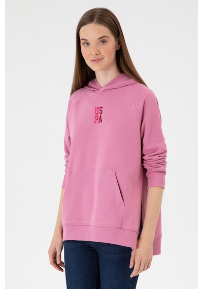 U.S. Polo Assn. Kadın Koyu Pembe Yırtmaçlı Kapüşonlu Sweatshırt 50313611-VR167
