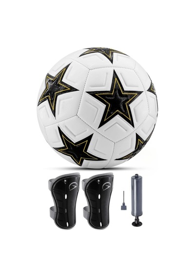 3lü Set Futbol Topu Tekmelik Şampiyonlar Ligi Pompalı Sert Zemin Halı Saha Futbol Topu New Black No5 Açık Kahverengi