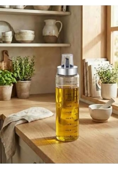 Metal Kapaklı Ölçülü Yağdanlık, Cam, Şeffaf, 550 Ml