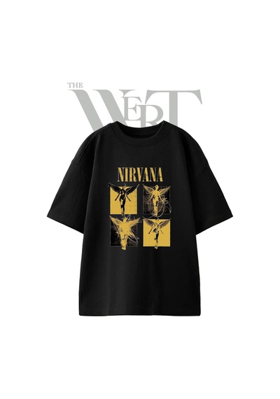 Thewert Nirvana In Utero Tasarım Baskılı Ünisex Siyah Oversize T-shirt