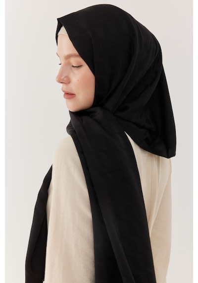 Mirsoy Scarf Dalga Desen İpeksi Jakar Şal - Siyah Siyah